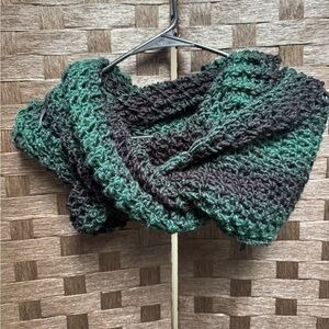 Homemade Green and Black Knit Scarf